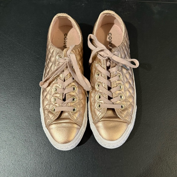 Converse All Star 157315C Rose Gold Metallic Quilted Size 9 Lace Up Leather CUTE - Picture 6 of 7